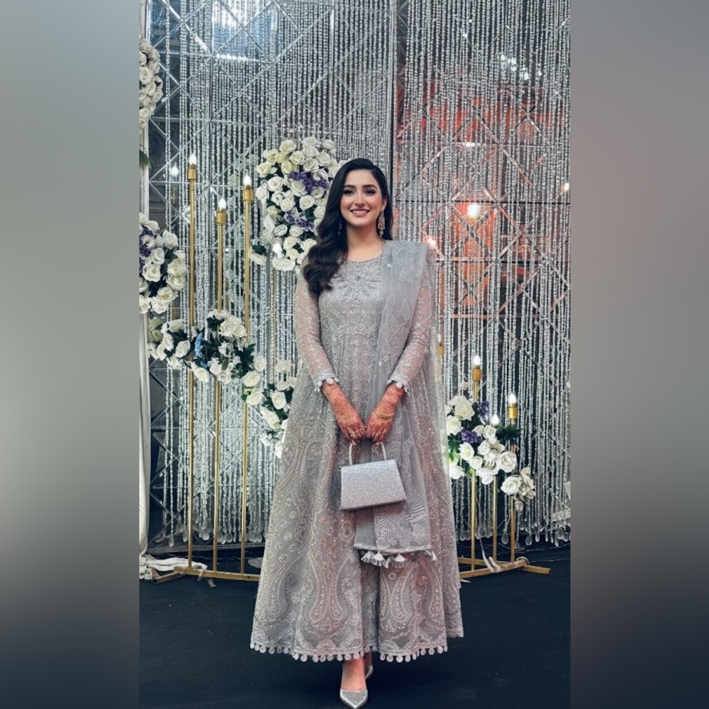 Elegant Gray Embroidered Dress
